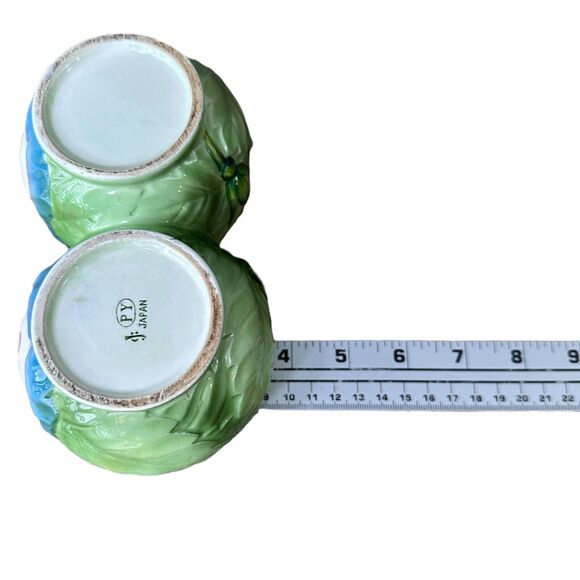 Vintage PY Japan Ceramic Anthropomorphic Condiment Containers Cabbage Rose Bird - Picture 7 of 12